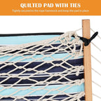 Lazy Daze Hammocks 2 Person Hammock Pad and Pillow Set, Double Polyester Quilted 78" x55" Replacement Pad for Rope Hammock, Aqua Navy
