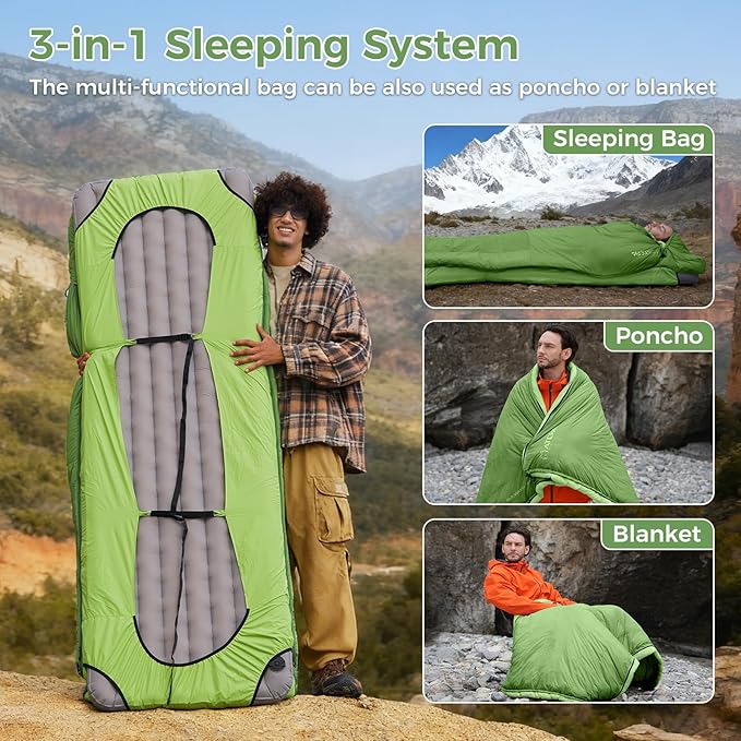 ATEPA Down Sleeping Bag for Adults, Recycled Ultralight 35°F 40°F 45°F 50°F 650FP / 700FP 3 Season Compact Sleeping Bags with Compression Sack for Backpacking Camping Hiking, Can Be Attached to Pad