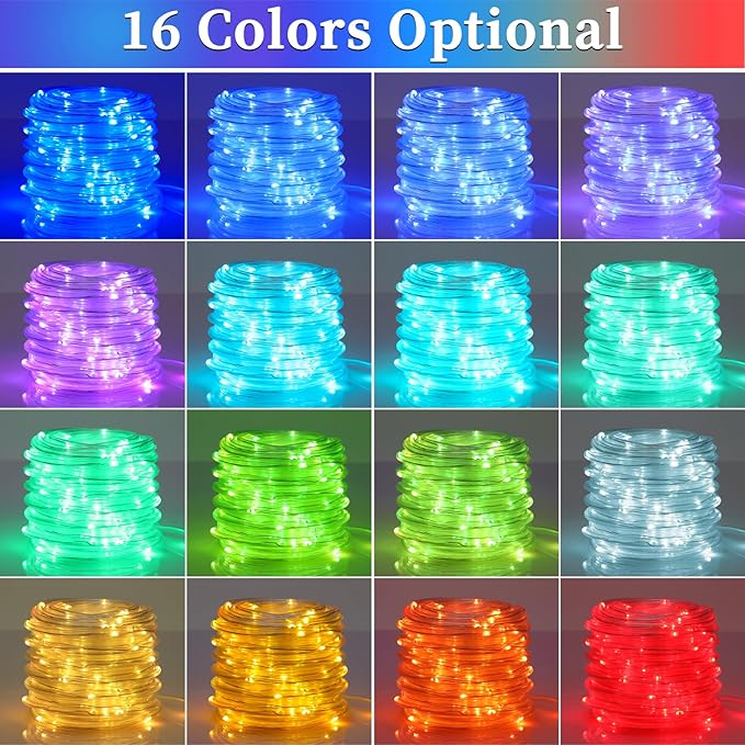 ANJAYLIA 40FT 120 LED Color Changing Rope Lights, 18 Colors Outdoor String Lights with Plug & Remote, Led Rope Lights Outdoor Waterproof, Christmas Lights for Bedroom Deck Halloween Decorations