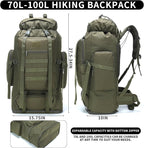 Hiking Backpack for Men 70L/100L Camping Backpack Military Rucksack Molle 3 Days Assault Pack for Climbing | Camping Backpack, 3 Days Assault Pack, for Climbing