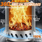 Tabletop Fire Pit by AmazStove, Low Smoke Camping Stove for Outdoor Safe Burning Firepits, Mini Fire Pit, Fueled Pellets or Wood, Travel Bag Included (8.0 x 5.8 INCH-Silver)