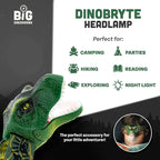 Big Discoveries Original DinoBryte LED Headlamp Roaring T-Rex Dinosaur Head Lamp for Kids | Dino Toy Headlight Flashlight for Boys, Girls, or Adults