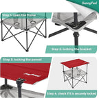 SUNNYFEEL Folding Camping Table- Collapsible Portable Beach Table with 4 Cup Holders & Carry Bags, Tailgate Table for Outdoor Excursion Picnic Hiking Fishing Travel Parties, Red