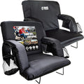 BRAWNTIDE Stadium Seat for Bleachers with Back Support - Wide Padded Reclining Bleacher Seat, Portable Folding Stadium Chair with Armrests, Hooks, Straps, Cup Holders & Pockets for Games & Concerts
