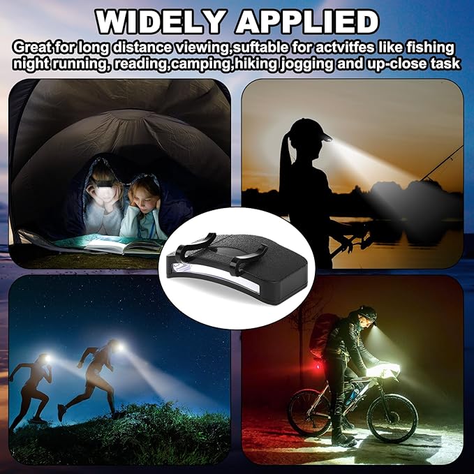 Hortsun 10 Pcs Hat Light Clip COB Cap Lights Clip on Hat Headlamp Battery Powered Cap Brim Lamp Black Waterproof Ultra Bright Headgear Flashlight for Hunting Camping Fishing Hiking