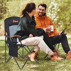EMERIT Oversized Padded Camping Chair, 350LB Heavy Duty Quad Fold Chair with Arms, Collapsible Outdoor Chairs with Lumbar Back & Cup Holder