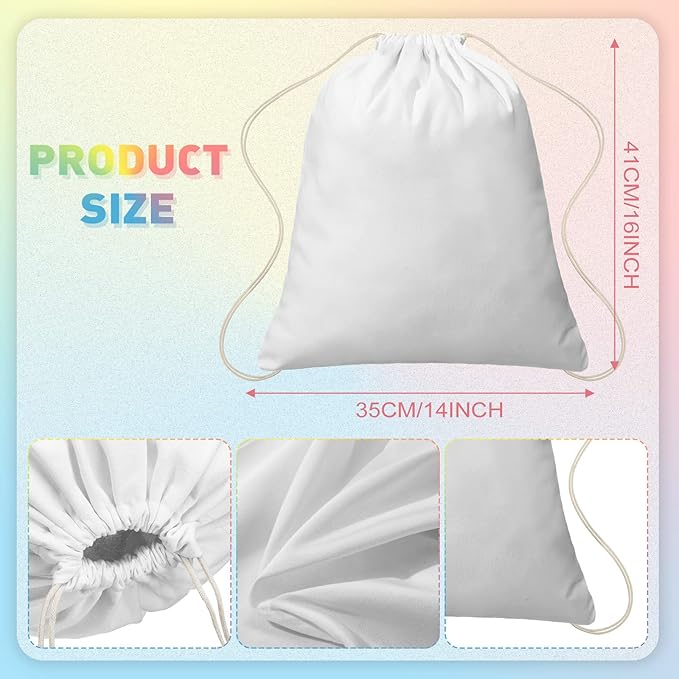 Saintrygo 100 Pcs Tie Dye Drawstring Bags Cotton Sublimation Blank Backpack Bulk Tie Dye Kits Things for Large Groups, 14"x16"