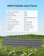 400W Portable Solar Panel with Adjustable Kickstand, Foldable & Durable, 23.5% High Efficiency, Waterproof IP68 for Power Station Off Grid Outdoor Adventures Camping RV Road Trip (400W Solar Panel)
