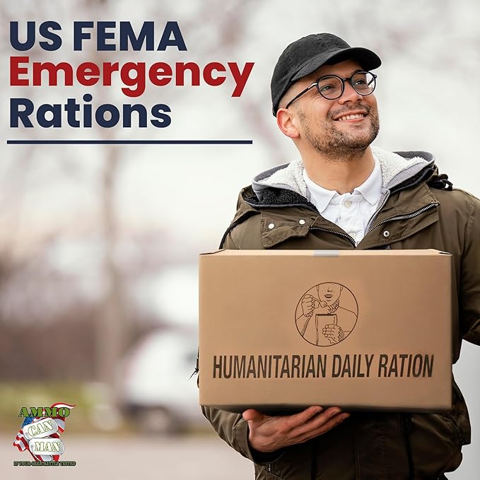 Humanitarian Daily Ration MRE Case – 5 US FEMA Emergency rations MRE Varieties - Low Sodium Pre cooked w/Entree, Side Dishes for Hunting, Camping & More, 10 pack, Inspection Date 1/2024 or Better.