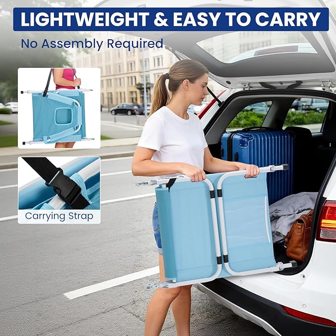 LILYPELLE Folding Camping Cot, Extra Wide Heavy Duty Sleeping Cots with Carry Bag, Double Layer Oxford Portable Travel Camp Cots for Home, Office Nap and Outdoor Beach