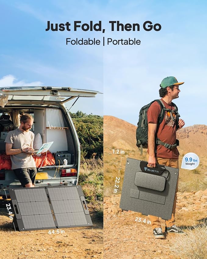 BLUETTI Handsfree 1 Solar Generator with 100W Solar Panel (Ships Separately), 268.8Wh 300W LiFePO4 Battery, 5 Output Ports, Portable Power Station for Camping, Drones (Backpack Not Included)
