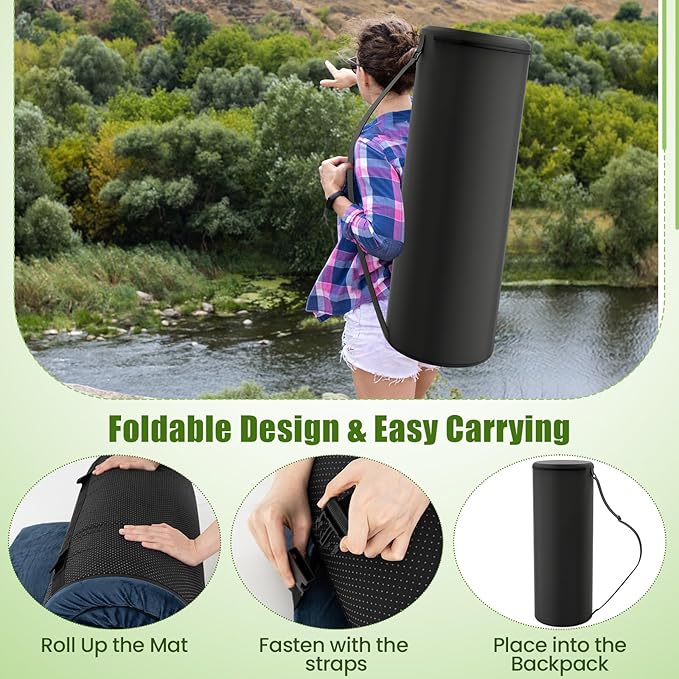 Tangkula Memory Foam Sleeping Pad, Roll Up Floor Mattress with Carry Bag, Non-Slip Bottom, Guest Floor Folding Bed for Sleepover, Portable Camping Mattress for Indoor Outdoor Car Travel Cot Tent