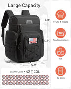 TOURIT 30L (42 Cans) Tactical Cooler Backpack – Military-Grade Insulated Back Pack with 16H Ice Retention, Leakproof Multi-Pocket Cooler Bag for Camping & Hiking, Featuring DIY Hook & Loop Panel