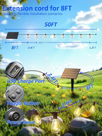 luckystyle 50FT Solar String Lights Outdoor Waterproof with 18+1 LED Bulbs Long Last for 20+Hrs, Commercial Grade Shatterproof USB Patio Solar Powered Lights for Camping，Backyard, Garden, Porch Decor