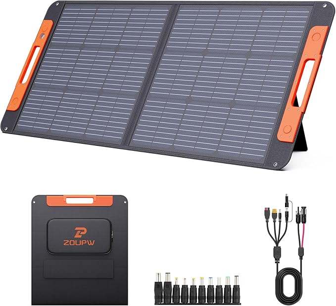 100W Portable Solar Panel with Solar Angle Guide,23.5% Efficiency Foldable Solar Charger for Jackery 300/Ecoflow River/Anker Solix,IP67 Waterproof Offgrid Power for Camping RV Battery Backup