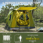 TIMBER RIDGE Camping Tent, 4 Person Instant Pop Up Hub Tent with 8 Windows, Easy 60 Second Setup, Weather Resistant Family Cabin Tents with Rain Fly for Camping, Hiking, Outdoor Travel