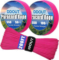 Paracord Nylon Rope Hot Pink 50FT with 7-Strand Core, 10 Colors and 50/100/200 ft, Type III Parachute Cord 4mm for Camping, Survival, Hiking, DIY, Crafting, Outdoor Utility Rope