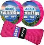 Paracord Nylon Rope Hot Pink 50FT with 7-Strand Core, 10 Colors and 50/100/200 ft, Type III Parachute Cord 4mm for Camping, Survival, Hiking, DIY, Crafting, Outdoor Utility Rope