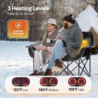 VIVOHOME 45W Padded Heating Double Camping Chair with 2 x 27000mAh Power Bank, Heated Oversized Portable Loveseat for Outdoor Sports, 3 Levels of Heat, Overheat Protection System, Black and Gray