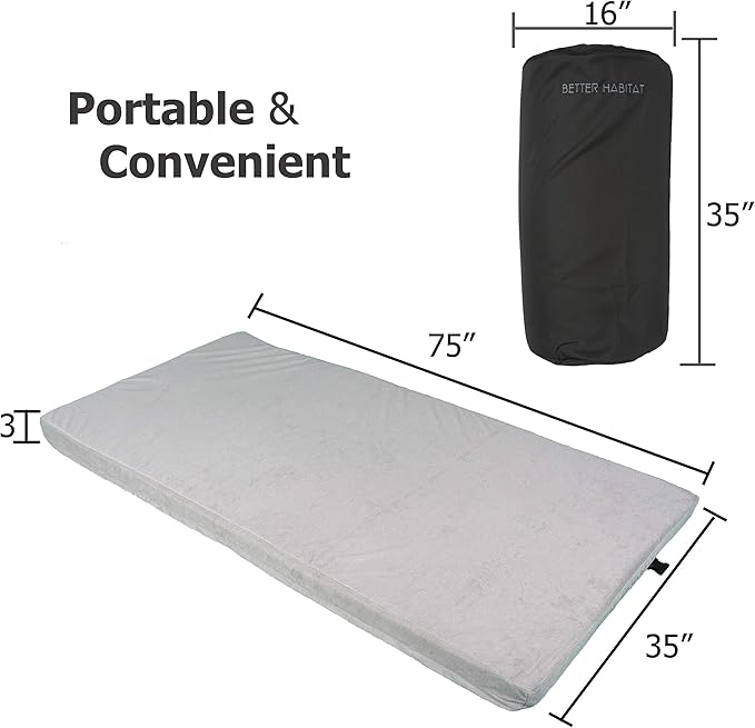 SleepReady Portable Floor Mattress & Guest Bed | 3" CertiPUR-US Memory Foam | Roll out in seconds | Twin, Single, Kid | Guest, Car, Camping, Dorm, Travel Essentials | Waterproof | 1 yr warr