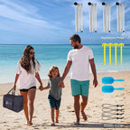Beach Tent, Beach Canopy Sun Shade Sail UPF 50+, Portable 10×10 FT Camping Sun Shelter with Sandbags, Poles, Ground Pegs and Anti-Wind Ropes for Outdoor, Backyard, Picnics, Sport, Fishing