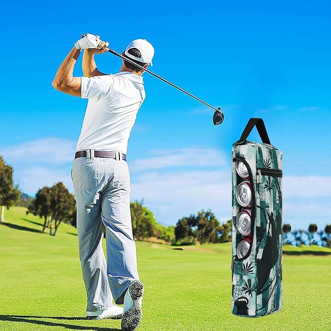 Golf Cooler Bag Plus Ice Pack Soft Sided Insulated Cooler Bag- Holds 6 Pack of Cans or 2 Wine Bottles - Grey Camo Golf Beer Sleeve Black Fits Discreetly in Golf Bags