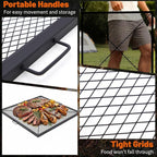 40 Inch Square Fire Pit Grill Grate with Handles, Heavy Duty Campfire Cooking Grate for Fire Pit, Steel BBQ Grill Grid for Outdoor, Camping