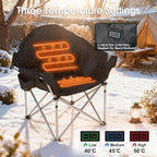 SunSettler Heated Camping Chair, Oversized Heated Outdoor Chairs for Adults with 3 Heat Levels, Portable Folding Padded Chair for Camp, Lawn, Sports (Battery NOT Included) (Black, Oversized)