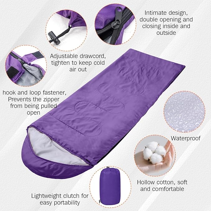 Macarrie 4 Pcs Bulk Sleeping Bags for Homeless Donation Shelter Adults 0 Degree Waterproof Backpack Bags with Compression Sack for Cold Weather Emergency Hiking Camping Warm
