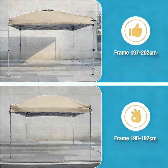 6.6x6.6 Canopy Replacement Top Cover with Air Vents for ez up Pop up Canopy Gazebo Tent, with Adjustable Strap, Waterproof & Anti-UV for Outdoor Shade (Frame Not Included) (Beige)