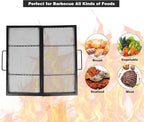 Lineslife 36 Inch Square Fire Pit Cooking Grill Grates, Folding Outdoor Campfire BBQ Grill Rack with Handles, Portable Outside Camping Gear Cookware and Accessory