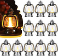 Ferraycle 12 Pcs Mini Lantern Decor 4 Inch Western Lantern Table Centerpiece Small Vintage Camping Hanging Lamp Ornaments Bulk for Cowboy Cowgirl Wedding Halloween Christmas (4 Inch,Silver)
