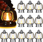 Ferraycle 12 Pcs Mini Lantern Decor 4 Inch Western Lantern Table Centerpiece Small Vintage Camping Hanging Lamp Ornaments Bulk for Cowboy Cowgirl Wedding Halloween Christmas (4 Inch,Silver)
