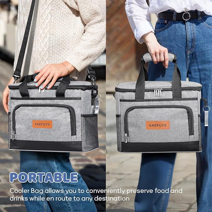 Insulated Cooler Bag for Men Women, 15L Soft Cooler Bag with Adjustable Shoulder Strap, Leakproof for Work, Camping, Travel, Picnic