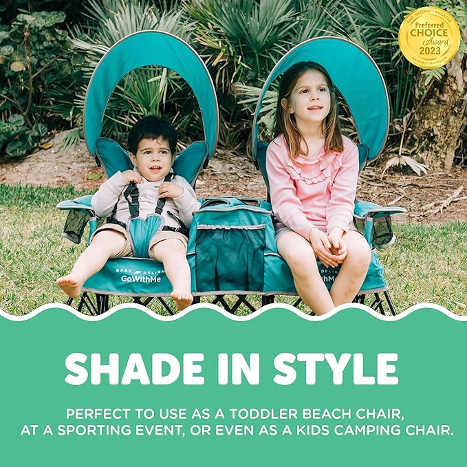 Baby Delight Go with Me Duo Deluxe Portable Chair | for Kids | Double Seat | Indoor and Outdoor | Teal