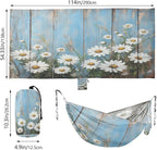Wood Wall with White Daisies Camping Hammock Single Portable Hammocks 330 lbs Capacity with 2 Tree Straps and Attached Carry Bag,Perfect for Outdoor,Indoor,Beach,Camping,Travel
