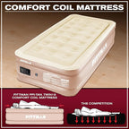 Pittman Outdoors - Tan 18" Luxury Double High Twin Air Mattress with Built in Pump - Premium Comfort Twin Size Blow up Mattress - 300lb Capacity - Ideal for Home Visits, Guests, Travel or Camping