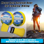 Paracord Nylon Rope Yellow 200ft with 7-Strand Core, 10 Colors and 50/100/200 ft, Type III Parachute Cord 4mm for Camping, Survival, Hiking, DIY, Crafting, Outdoor Utility Rope