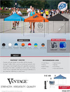E-Z UP Vantage Instant Shelter Canopy, 10' x 10', Steel Gray Powder-Coated Steel Frame with Wide-Trax Roller Bag & 4 Piece Spike Set, Black
