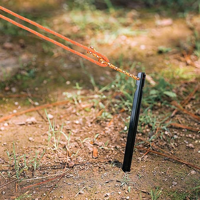 TRIWONDER Aluminum Tent Stakes Pegs & Reflective Guylines with Tent Cord Tensioners for Camping, Hiking, Backpacking (Orange)