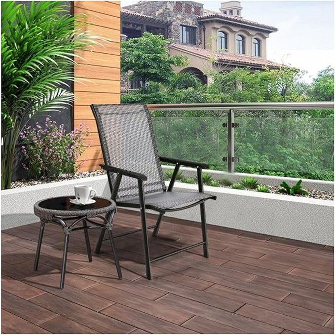 Folding Patio Chairs 4-Pack, Outdoor Camping Chairs Steel Frame Textilene Portable Beach Chairs 250lbs Capacity