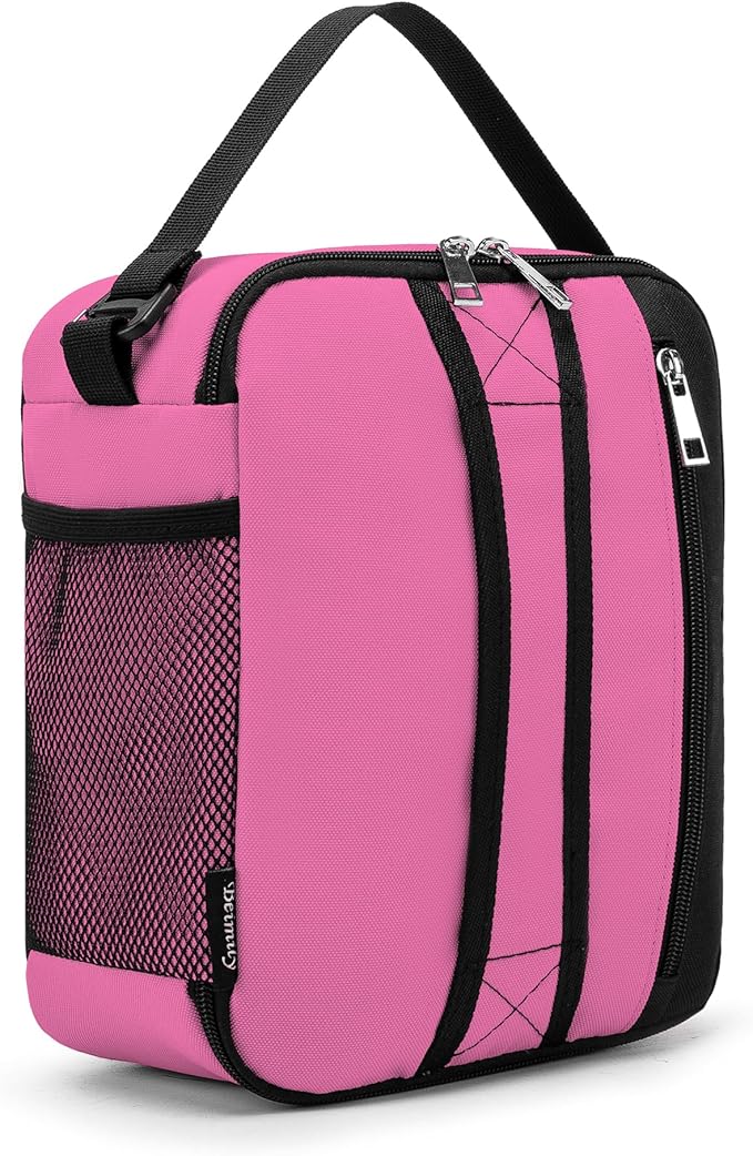 BEIMILY Lunch Box for Men Women Adults,Small Insulated Lunch Bag for Office Work Picnic,Reusable Portable Lunchbox,Soft Cooler Tote Bag(Pink)