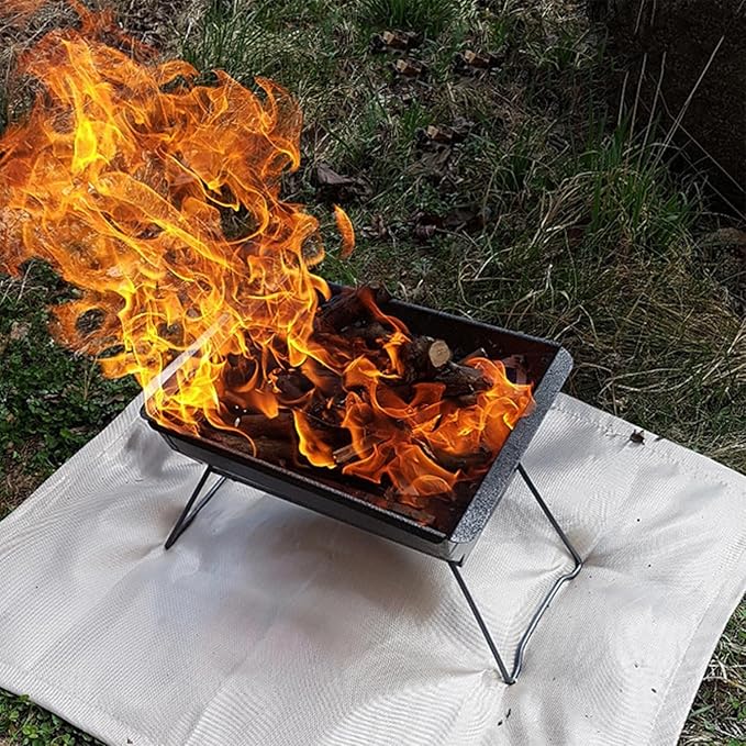 SoloWilder Fire Pit Mat 40" Wood Stove Under Grill Mat (940°F Safety) for Deck BBQ Fireproof Floor Tent Campsite Insulation Protection