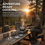 14-Piece Camping Cookware Set, 304 Stainless Steel Pots and Pans with 2 Sets of Cups, Plates, Forks, Knives, and Spoons for Camping, Backpacking, Outdoor Cooking, and Picnic