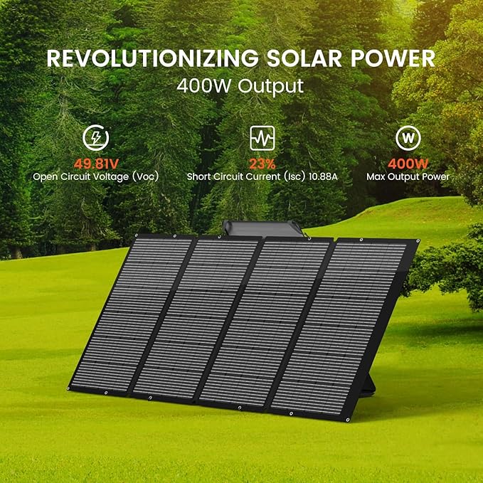 400W Portable Solar Panel for Camping & RV, Durable, Foldable, Waterproof, with Adjustable Stand Case – Perfect for Off-Grid Adventures
