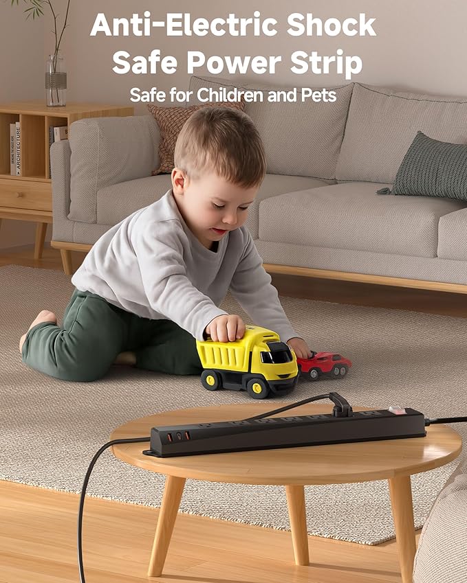 Outdoor Power Strip Weatherproof IPX6,1625W/13A 6 Ft Extension Cord with Multiple Outlets,7 AC & 3 USB, Wall Mount for Camping,Poolside,Garden,Workshop