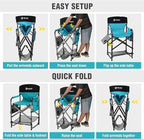 VILLEY Tall Directors Chair, Folding Camping Chairs, Makeup Artist Chair with Foot Rest, 900D Fabric for Tailgating Camp Lawn Picnic Fishing Beach, Supports 350 LBS, Blue