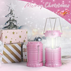 2-Pack Mini LED Pink Camping Lanterns, Portable Camping Lights, Outdoor Handled Lamps, Essential Emergency Lights for Power Outages, Hiking, Hurricane