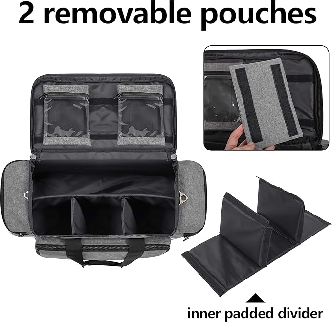 Trunab Professional Medical Bag, First Aid Storage Bag, Empty Emergency Responder Trauma Bag with Inner Dividers and No-Scratch Bottom, Ideal for EMT, EMS, Paramedics, Grey, Bag ONLY