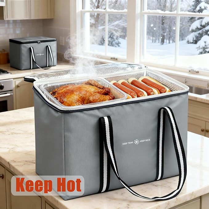 modscape Extra Large Heavy Duty Insulated Food Delivery Bag – Thermal Grocery & Pizza Carrier for Hot & Cold Meals, Catering & Shopping – Foldable Cooler Tote for Travel, Camping & Beach